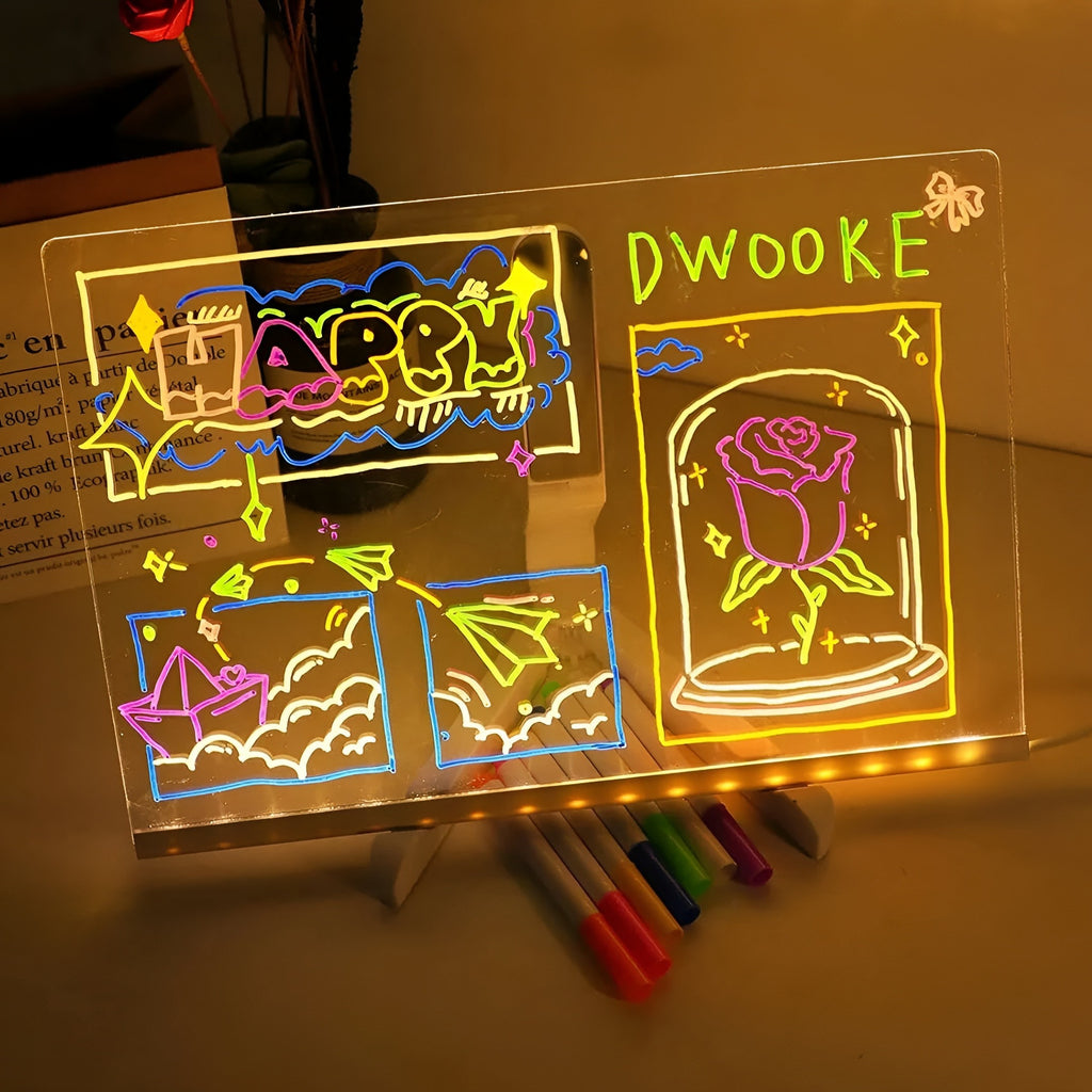LED Acrylic Glow Board with 7 Neon Pen & Stand