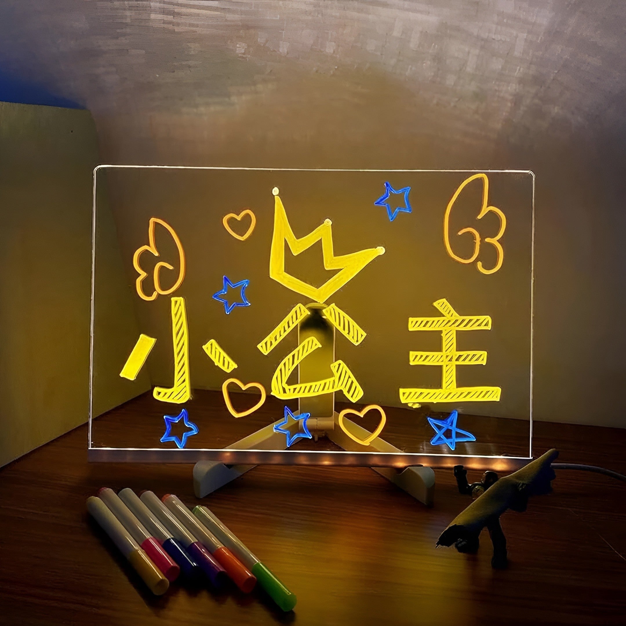 LED Acrylic Glow Board with 7 Neon Pen & Stand