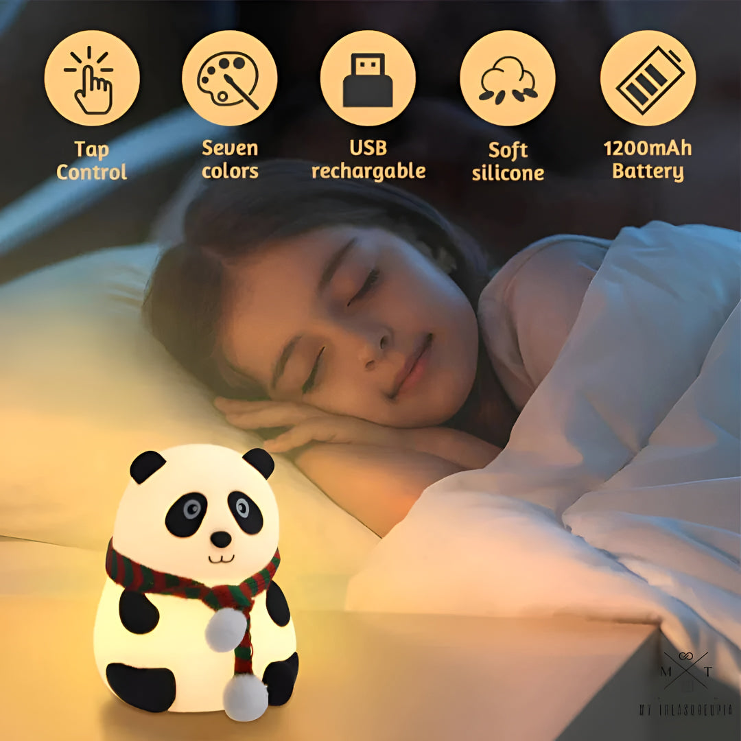 Cute Silicone Panda Lamp With Muffler - Cozy Warm Light