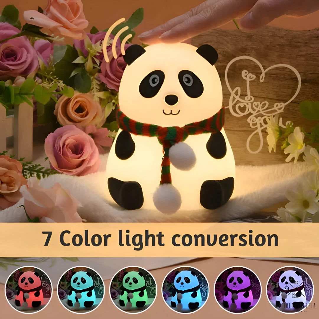 Cute Silicone Panda Lamp With Muffler - Cozy Warm Light