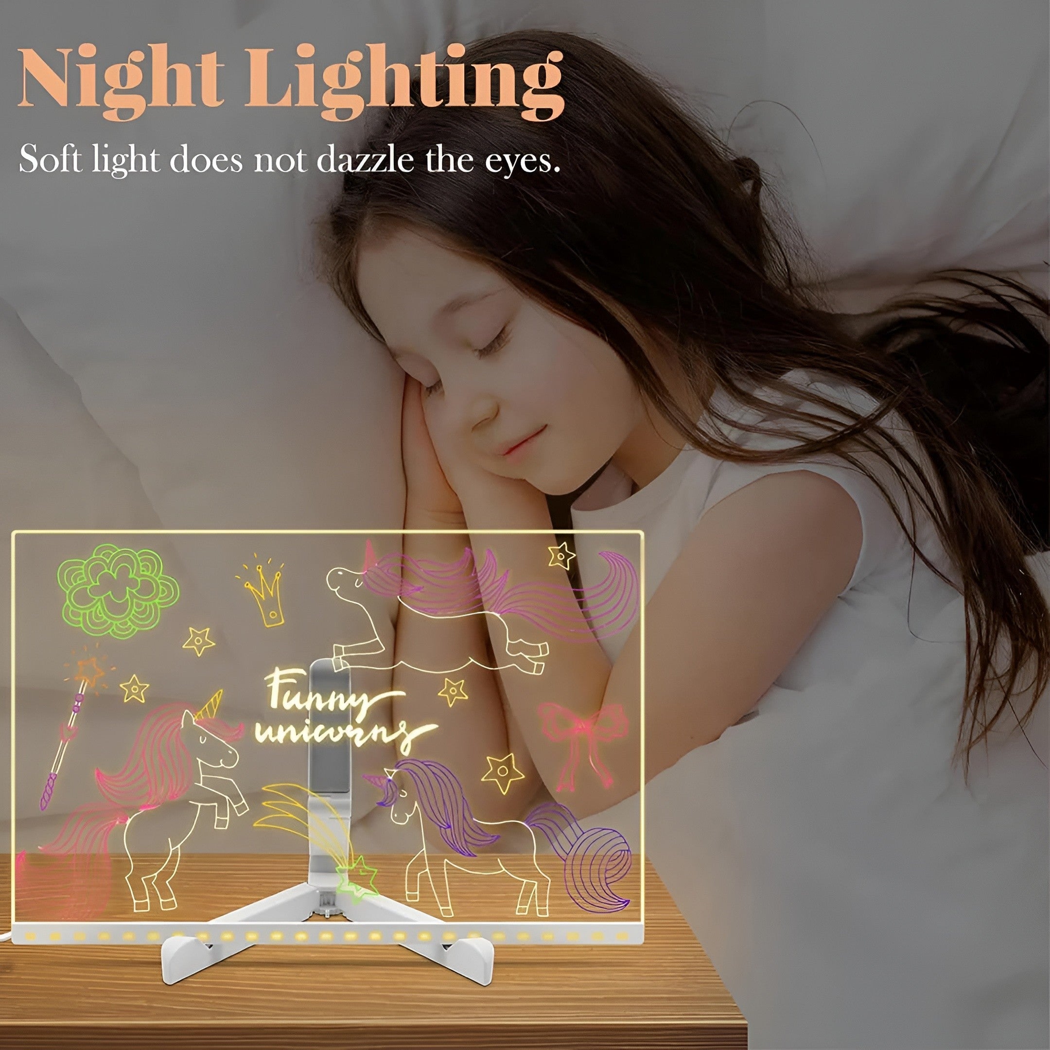 LED Acrylic Glow Board with 7 Neon Pen & Stand