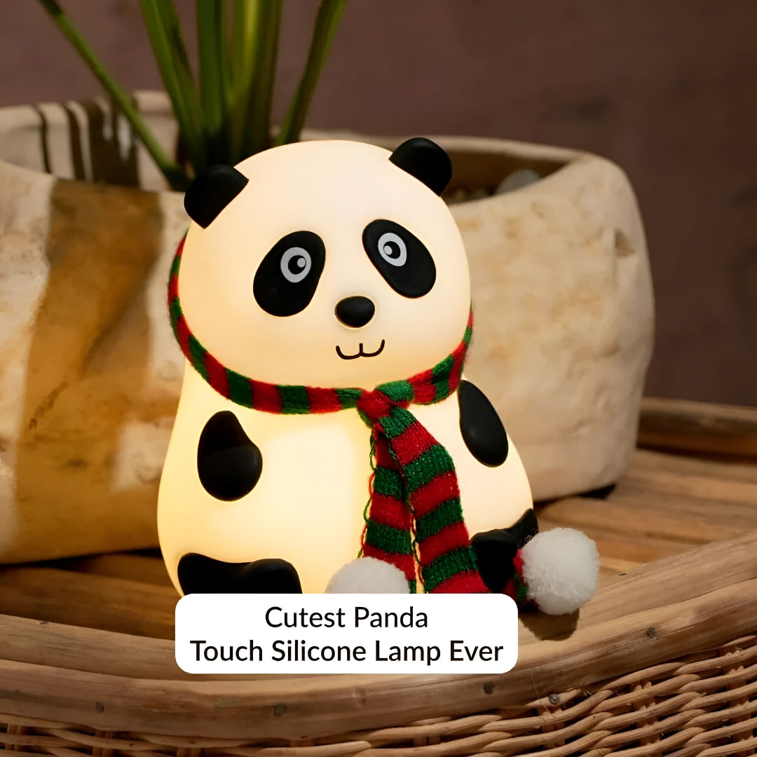 Cute Silicone Panda Lamp With Muffler - Cozy Warm Light