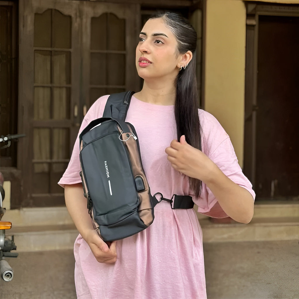 Premium Anti-Theft Sling Bag with Combination Lock & USB