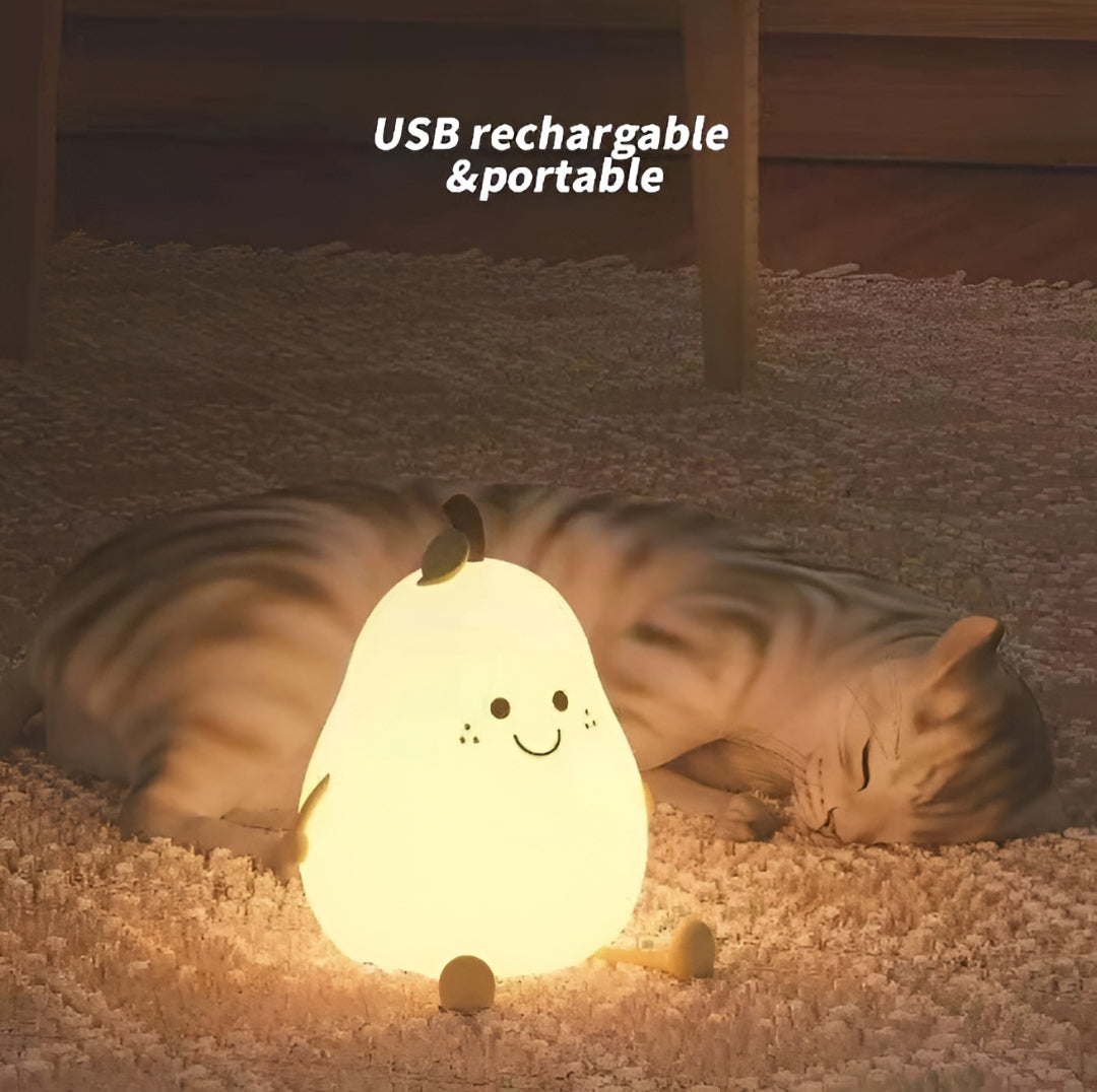 Pear Shape Silicone Bedside Lamp – Soft LED Glow