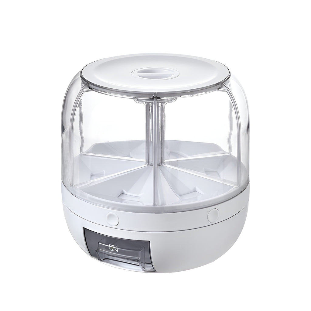 6 Grid Rotating Grain Container – 360° Food Dispenser