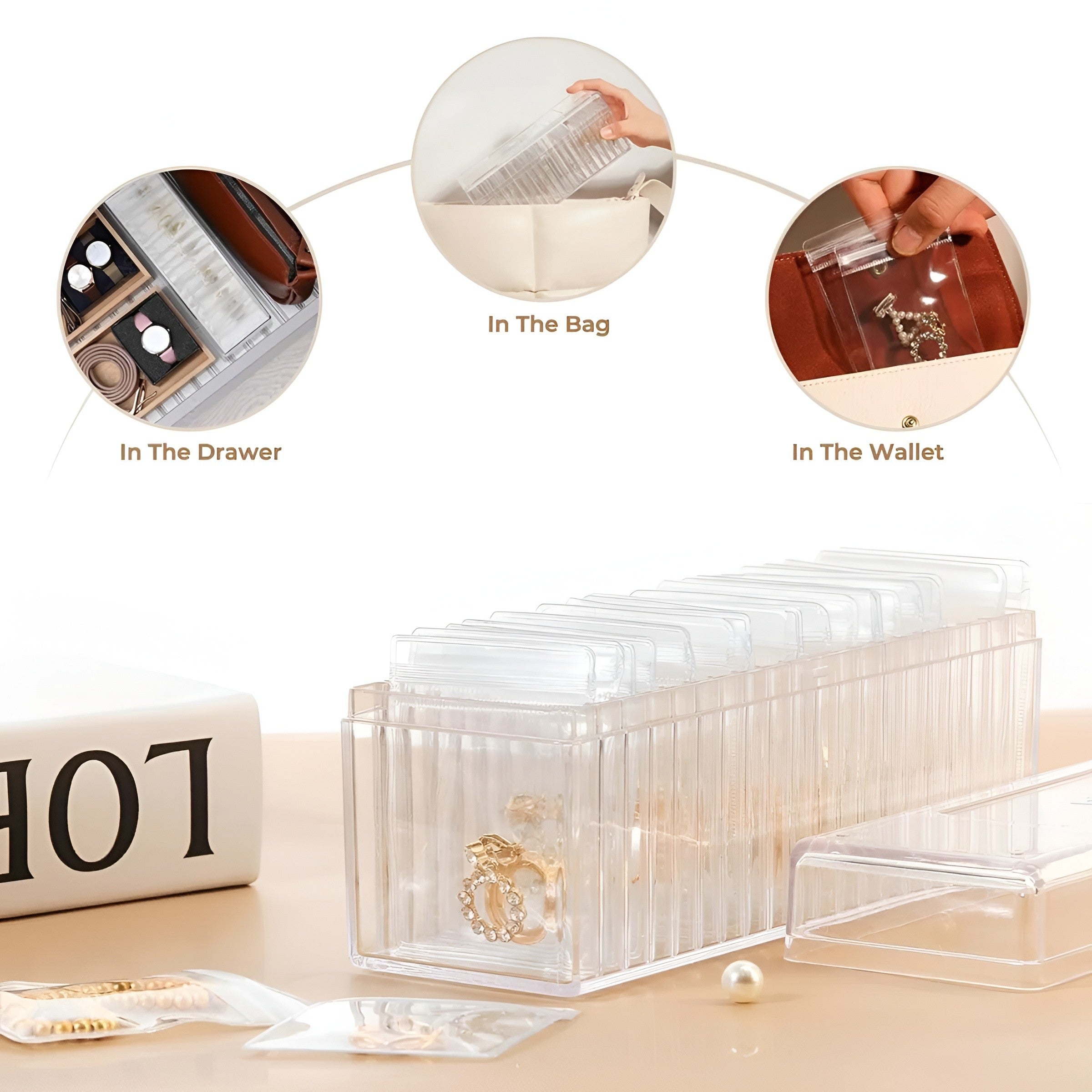 Rust Saver Acrylic Jewelry Organizer Box (20 Pouches)